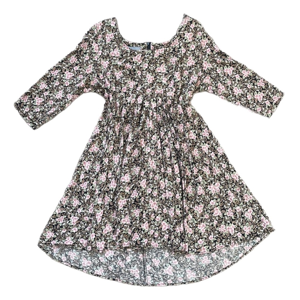 90’s VINTAGE scoop neck 3/4 sleeve cherry blossom floral babydoll dress